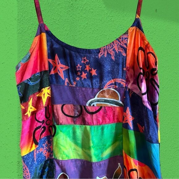 Vintage patchwork bright colourful micro mini dress - Picture 4 of 12